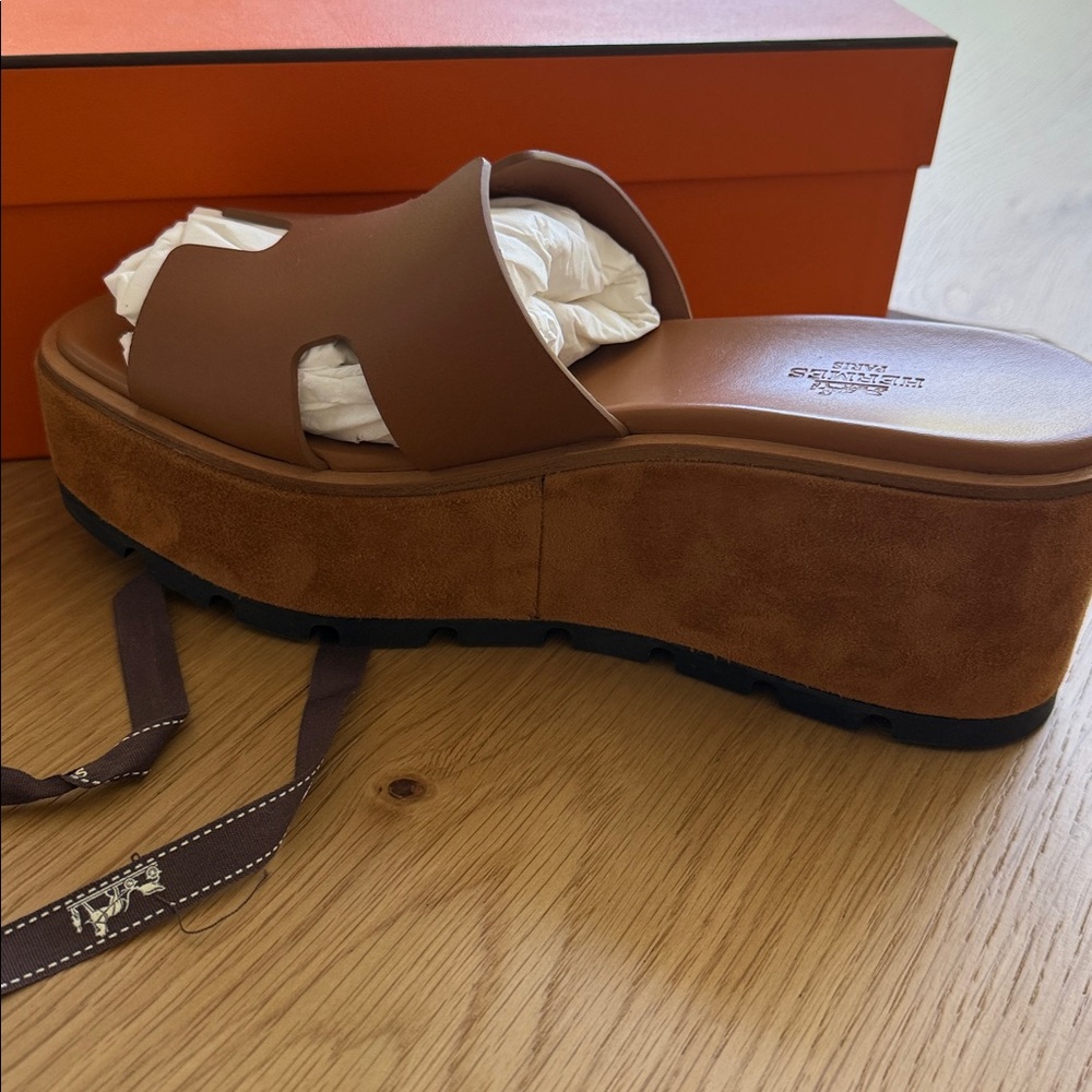 100% AUTHENTIC HERMES EZE 30 PLATFORM SANDALS - Picture 7 of 8